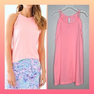 Lilly Pulitzer Coral Peach Nectar Ruffle Tank Top